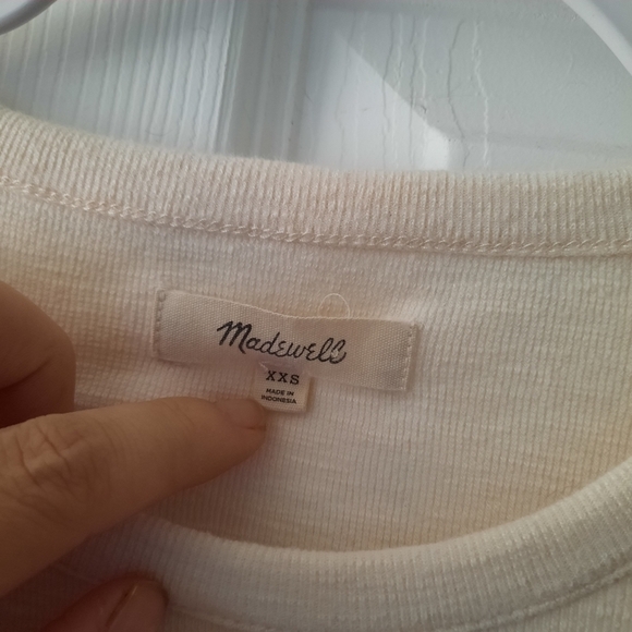 MADEWELL Antique Cream Long Sleeve Top Button Sleeve Size XXS - Picture 2 of 9